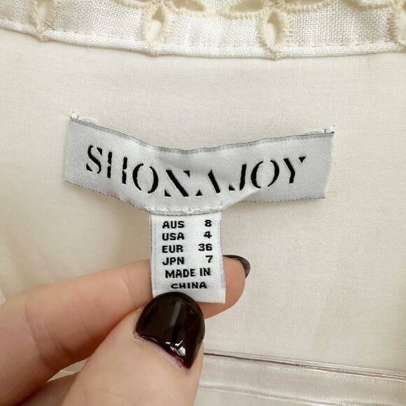 Shona Joy Penelope White Balloon Sleeve Mini Dress Cotton Women’s 4 - Picture 5 of 8